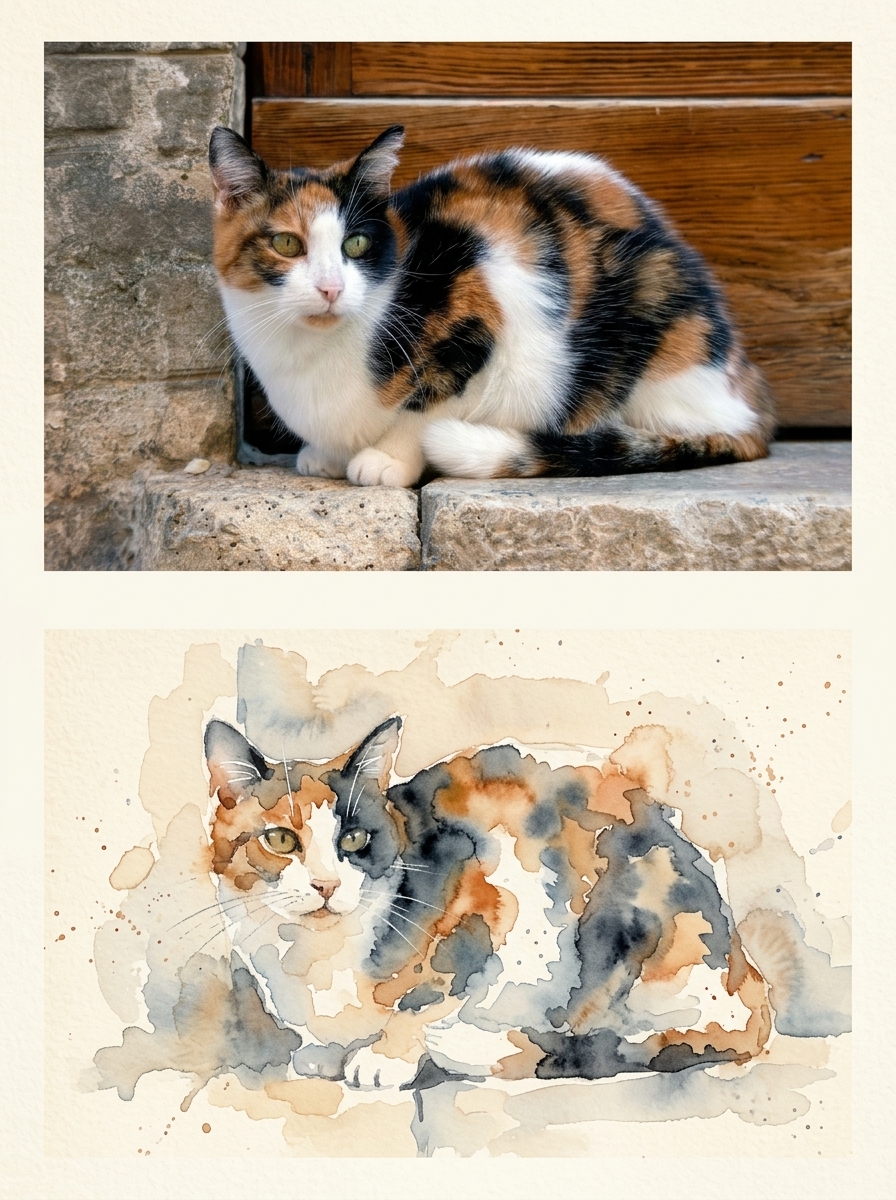 Photo to Watercolor Collage Sample